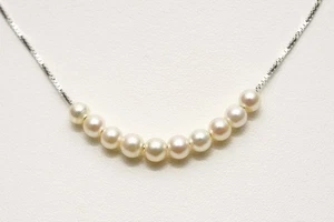 Akoya Perlenketten durchgehend 4,0-4,5 mm weiße Farbe Silber Kette - Bild 1 von 5