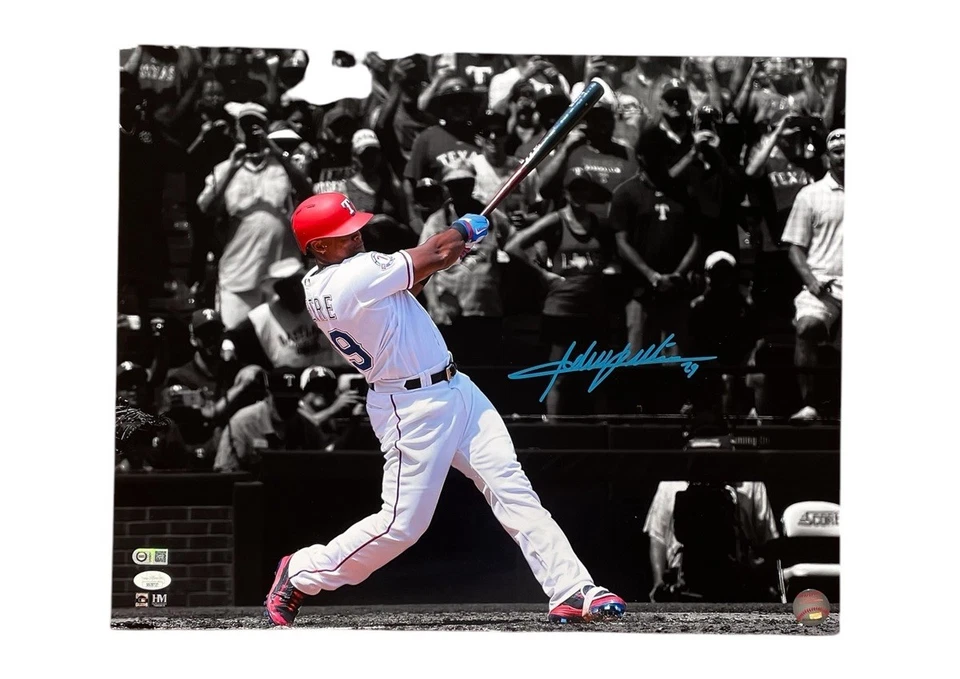 阿德里安·贝尔特签名 16 x 20 照片德州游骑兵传奇 #29 JSA 认证 — 第 1/1 张图片