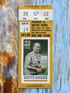 1988 Notre Dame Fighting Irish v Purdue Football Ticket Stub. National Champions - Bild 1 von 3