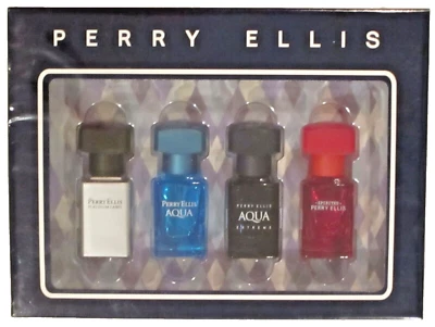 PERRY ELLIS 4 X EDT SPRAY ETIQUETA PLATINO/AQUA/AQUA EXTREME/SPIRITED EA .25 FL OZ Foto 1 de 2