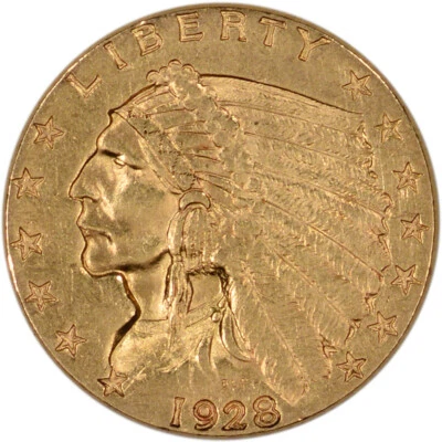 US Gold $2.50 Indian Head Quarter Eagle - Almost Uncirculated - Random Date - Image 1 of 2