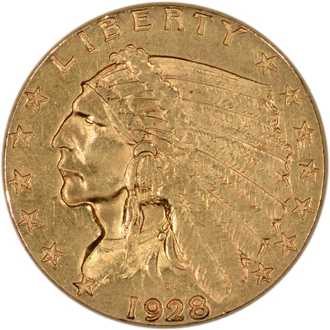 US Gold $2.50 Indian Head Quarter Eagle - Almost Uncirculated - Random Date Cover