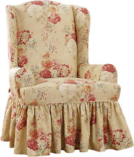 Waverly Ballad Bouquet 1 Piece Wing Chair Slipcover in Blush