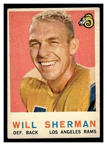 1959 TOPPS FOOTBALL WILL SHERMAN #127 LOS ANGLES RAMS MID HIGHER GRADE NICE!