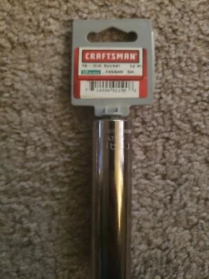 Craftsman 15mm 1/2" Drive Deep Socket 12 Point 45940 - Image 1 of 2