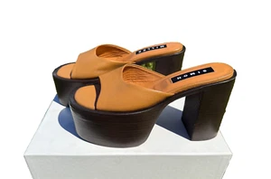 NIB! SIMON MILLER High Raid Platform Sandals RARE BROWN Leather Size EU38, US8 - Picture 1 of 12
