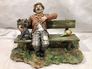 Vagnozzi Gambero Roma singender Mann & Hund auf Bank 8" x 12" Porzellanfigur PO2 - Bild 1 von 24