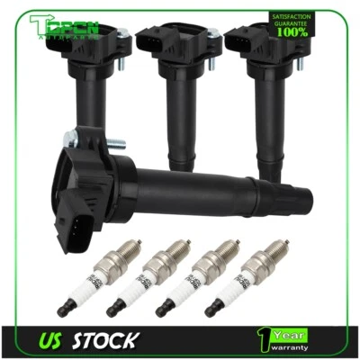 Pacote com 4 bobinas de ignição e vela de ignição Chevrolet Spark 1.2L L4 2013 2014 2015 - Imagem 1 de 4