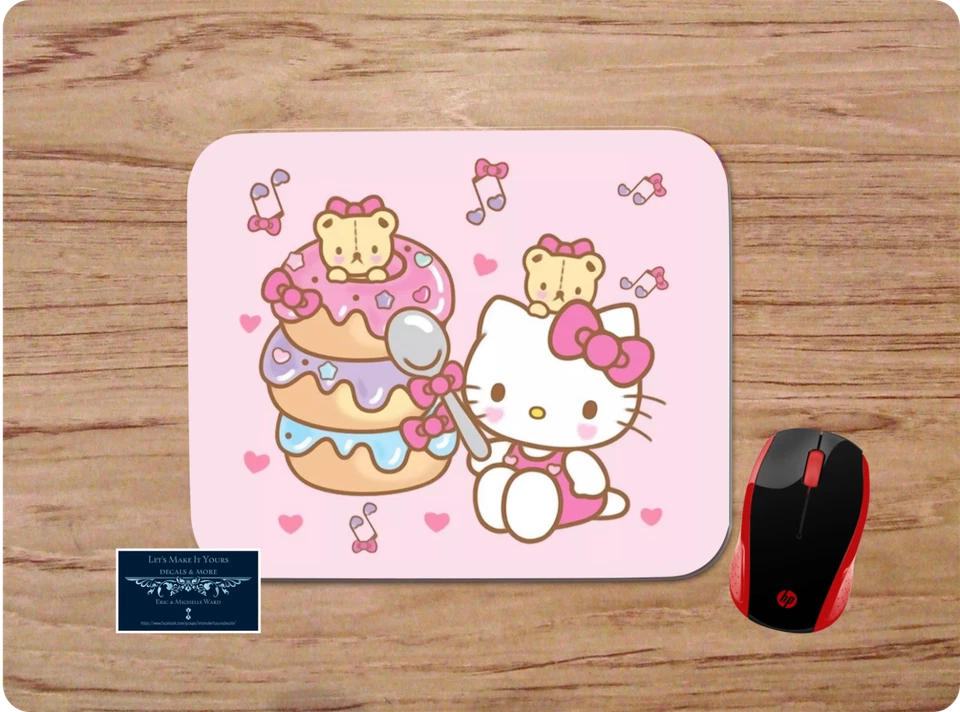 HELLO KITTY DONUTS CUSTOM MOUSEPAD NON-SLIP CLASSIC CARTOON FREE SHIP USA - Image 1 of 1