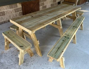8ft Extra Wide Heavy Duty Picnic Table With Detached Seating For 10 - Picture 1 of 6