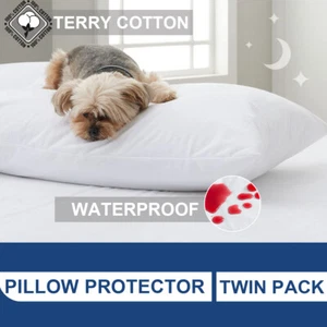 2/4/6 x Waterproof Cotton Pillow Protector Slip-Zipper Opening-48 x 74cm-Pillow - Picture 1 of 12