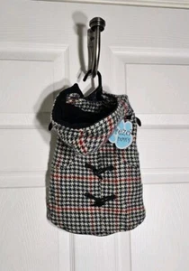 Trezo Paws Dog Sweater Coat Hooded Plaid Red Green Soft Size Small/Medium Jacket - Picture 1 of 8
