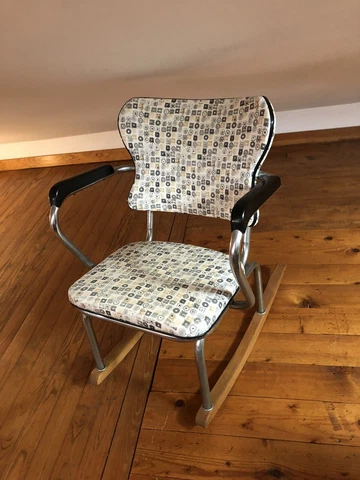 MCM Space Age rocking chair vinyl wood chrome mid century vintage Cover