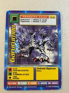 1999 RARE 1st Edition GARURUMON ST 06 Digimon Trading Card Series - Picture 1 of 2