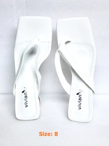 Vivianly Heels Dress Women's Sandals Size 8 White Strap - Picture 1 of 7