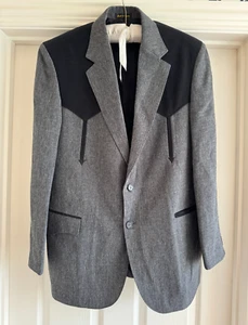 Circle S Dallas Men's Blazer 42R Western Gray Black Rockabilly Vintage VGUC - Picture 1 of 13