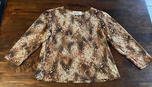 Chico's Design Brown 3/4 Sleeve Blouse w/ Sequin Women's size 2 (= L-12) - Picture 1 of 4