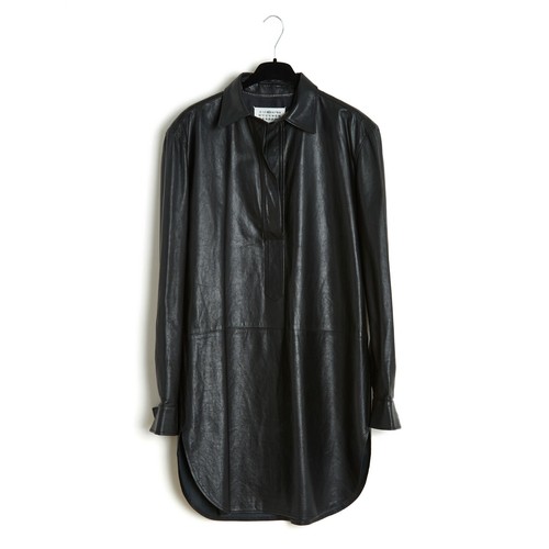 MAISON MARGIELA Maison Martin Margiela 2008 Black leather shirt dress tunique FR38