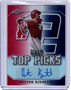 HESTON KJERSTAD 2020 LEAF METAL DRAFT BASEBALL Red White and Blue Auto #/10 - Picture 1 of 3
