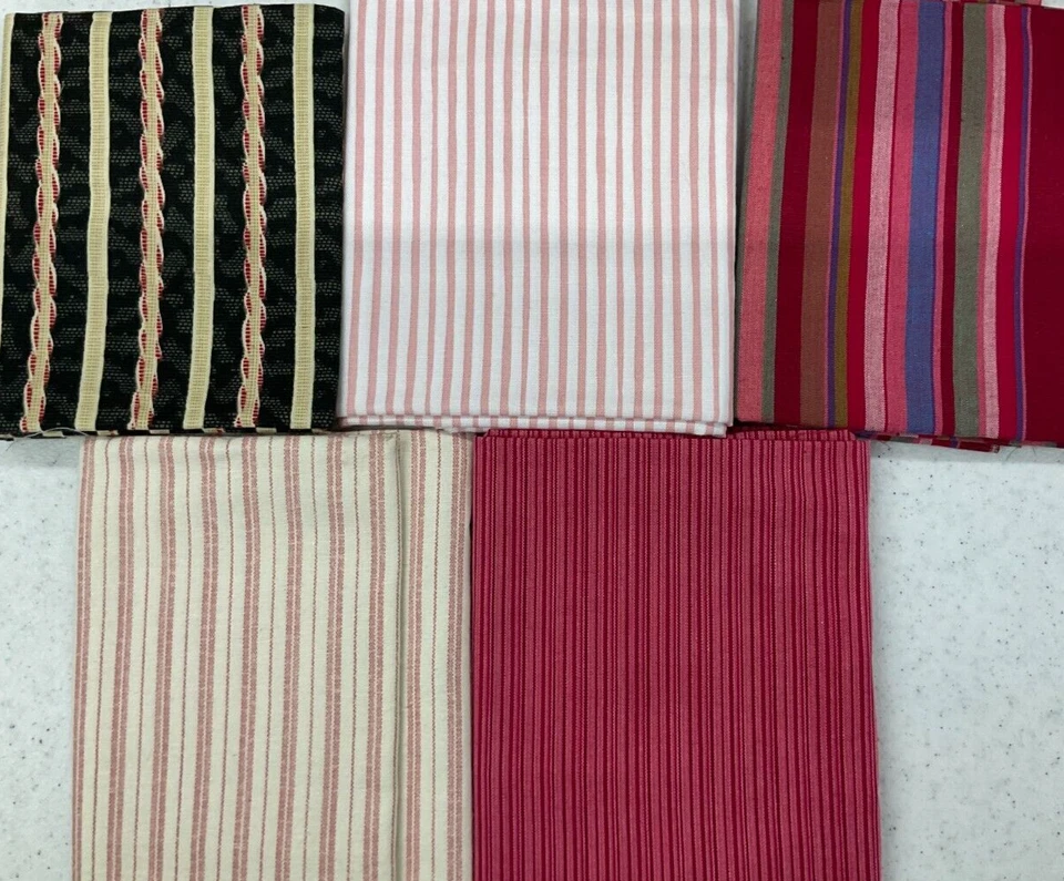 FAT QUARTER BUNDLE OF 5 - FQ1091 - PINK STRIPE - Image 1 of 1