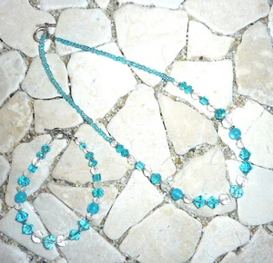 ★ kurze Kette ★ Collier ★ Armband ★ aquablau & kristall ★ - Bild 1 von 1