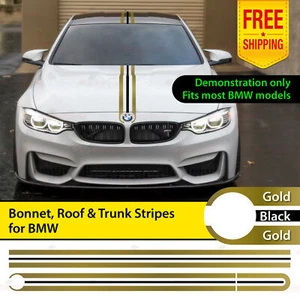 For BMW Graphic Body HOOD BONNET ROOF Rear TRUNK Stripe Sticker GOLD &BLACK Line - Picture 1 of 10