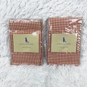 NEW Pottery Barn Kids Sabrina Large Basket Liners X 2 ORANGE Gingham Check PBK - Picture 1 of 4