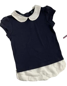Nautica girls Navy/ White School Uniform Short Sleeve Shirt size S (7) - Picture 1 of 11