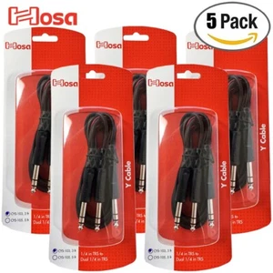 5-PACK Hosa CYS-103 3FT 1/4" TRS to Dual 1/4" TRS Y-Cable - Picture 1 of 2