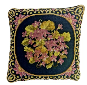 Cuscino vintage punto ago posy lilla viola floreale lancio velluto zip COSÌ COM'È - Foto 1 di 19