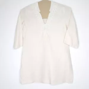 Linen Shirt Chelsea Design Women Light Peach Tunic Embroidered Size M - Picture 1 of 6
