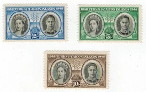 3 Turks And Caicos KGVI 1948 Stamps MLH - Picture 1 of 3
