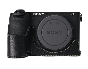 Demi-étui en cuir PU étui antidérapant pour appareil photo pour Sony Alpha 6700 A6700 - Photo 1/48