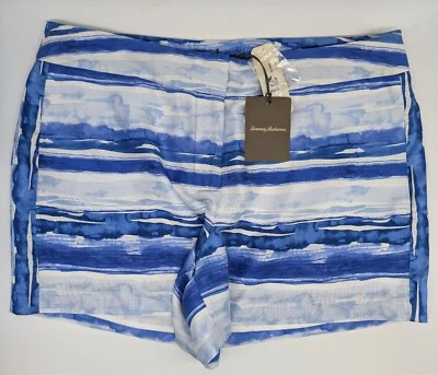 Shorts Tommy Bahama Feminino Tamanho 12 Seda Leve Azul Aquarela Ondas Novo com etiquetas - Imagem 1 de 4