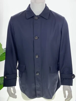 $8995 Chaqueta de Avena Brioni Para Hombre + Forro 100% Seda + Cuero Genuino Talla 50 Azul Marino Foto 1 de 4
