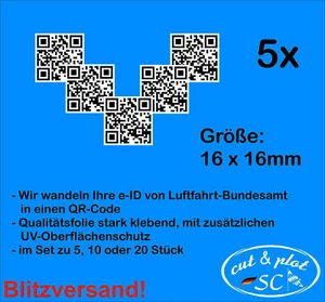 Modellflugzeug oder Drohnen Kennzeichen e-ID als QR-CODE ID UAV-ID SC141 - Bild 1 von 20