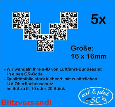 Modellflugzeug oder Drohnen Kennzeichen e-ID als QR-CODE ID UAV-ID SC141 - Bild 1 von 4