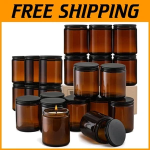 Leakproof 8oz Amber Jars for Canning & Candle Making - Picture 1 of 10