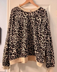 Maeve By Anthropologie Langarm-Sweatshirt Leopardenmuster Größe XL - Bild 1 von 8