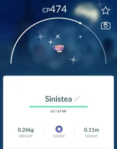 ✨👻☕ 1x Shiny Phony Form Sinistea PTC📝 80k Sternenstaub Pokémon Go - Bild 1 von 1