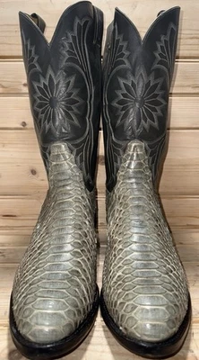 New with box Tony Lama Gold Label Vintage Boa Snakeskin Cowboy Boots - Image 1 of 4
