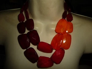 NEU MIT ETIKETT LRG FACELIERT WEINROT BIS ORANGE PERLEN STATEMENT MODESCHMUCK HALSKETTE #12/14 - Bild 1 von 7