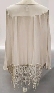 Chicos Womens Tunic Top Sz 4 2XL Ivory Crochet Lace Sheer Boho Cottagecore - Picture 1 of 9