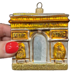 Vintage Arc de Triomphe Triumphbogen mundgeblasenes Glas Weihnachtsschmuck Frankreich Polen - Bild 1 von 9