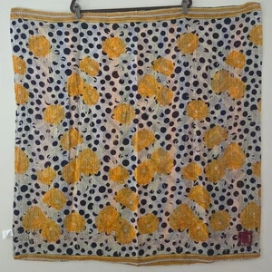 Mieko Mintz Cotton Kantha Stylish Reversible Scarf Wrap Square - Picture 1 of 6