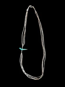 Native American Sterling Silver Necklace with Turquoise Bird - Picture 1 of 3