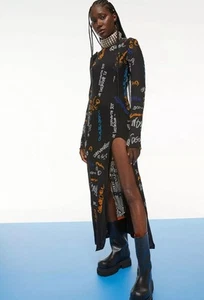 H&M Studio Collection A/W 2021 Long Embroidered Save The Queen Mesh Dress Sz 6 - Picture 1 of 8