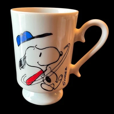 Vintage Snoopy & Woodstock Home Run King Pedestal Mug 1965 Coffee Cup Peanuts - Image 1 of 4