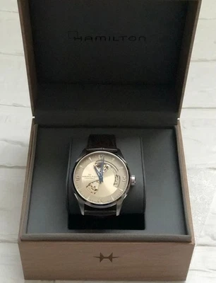 Reloj Hamilton Jazzmaster Open Heart 42 mm automático esfera plateada cuero marrón Foto 1 de 4
