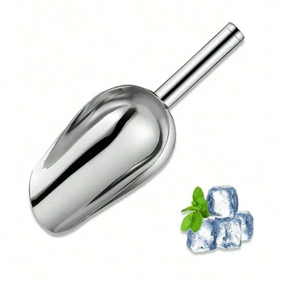 Stainless Steel Ice Cube Flour Scoop Kitchen Bar Tools Buffet Nut Grain Shovel - Image 1 of 4